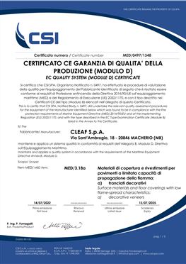 CLEAF MARINE LAMINATE - IMO-MED CERTIFICATE MOD. D