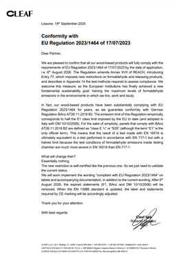 Conformity with Regulation (EU) 2023/1464