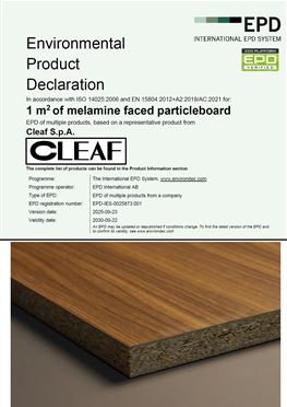 EPD-ZERTIFIKAT MELAMINFARBENE SPANNSTOFFPLATTE