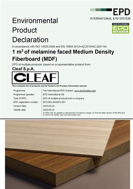 EPD-ZERTIFIKAT MELAMINBESCHICHTETE MDF-PLATTE