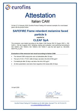 VOC-CAM-Zertifikat für Innenausstattung – SAFEFIRE