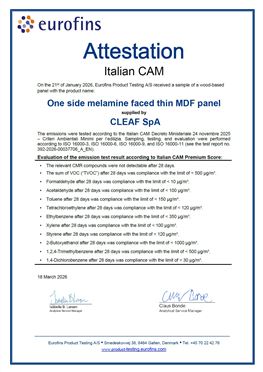 VOC-CAM-Zertifikat für Bauwesen – einseitig melaminbeschichtete dünne MDF-Platte