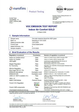 Test Report Emissioni COV_IAC GOLD_E05 - MDF sottile nobilitato un lato