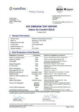 Test Report Emissioni COV_IAC GOLD_E05 - Pannello truciolare P2 nobilitato